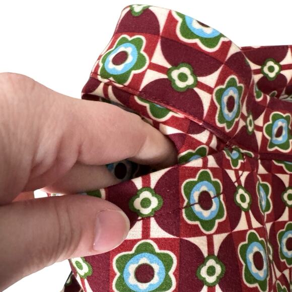 Maeve Anthropologie Pants Womens 6 Red Mod Floral Flare Stretch Zip Up Retro - Picture 5 of 14